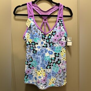 ZeroXposur Size S Floral Tankini Swim Top NWT